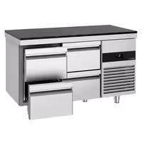 Commercial Counter Fridge PREMIUM – 1400 × 700 mm – with 4 Drawers – incl. Granite Worktop