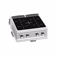 Placa vitrocerâmica de mesa - 16,0kW - 4 zonas de cozedura - alto desempenho