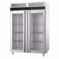Szafa chłodnicza PREMIUM – stal nierdzewna – GN 2/1 – 1400 L – z 2 drzwiami szklanymi – z izolacją 60 mm