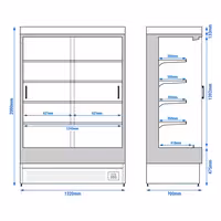 Commercial multideck display fridge - 1320mm - 595L - with 2 sliding glass doors & 4 shelves - Black
