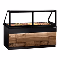 Vetrina calda TORONTO - 2100mm - frontale in legno - per 6x GN 1/1 - piano di lavoro in granito nero