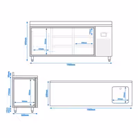 Mostrador refrigerado PREMIUM PLUS - 1960x600mm - de trabajo - 1 puerta - 6 cajones (bloque 6x1/3) - con fregadero y peto trasero