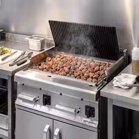 Lávaköves gázgrill - 14 kW - Billenthető grillrács - Szabadon álló kivitel - 700 mm mély