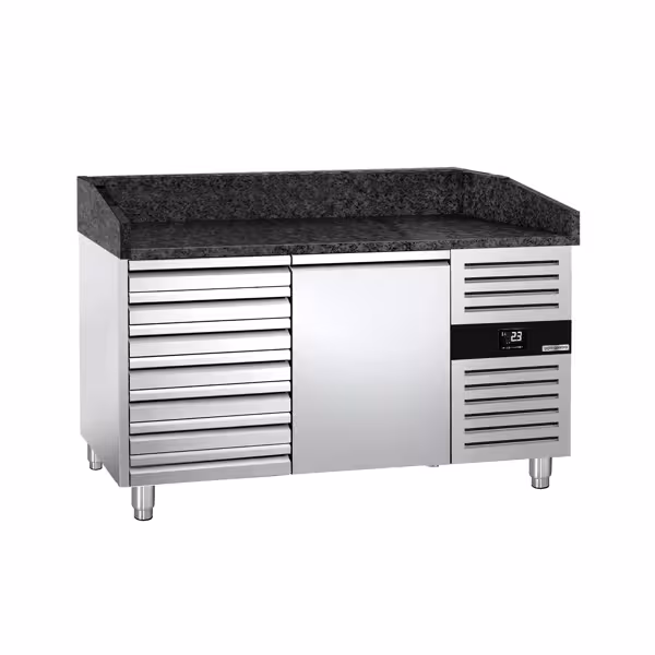 Commercial Pizza Prep Counter - Granite Top PREMIUM - 1500x800mm - with 1 doors & 7 drawers