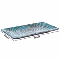 (6 adet) Servis Tepsisi - CANCUN - Melamin - 235x135mm - Yükseklik: 15mm - Mavi/Kahverengi