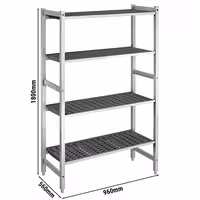 وحدة رفوف ألمنيوم - بداية - 960x1800mm - عمق: 560 mm - 4 رفوف - الحمولة: 900 kg