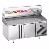 Table réfrigérée à pizza Premium PLUS - 1783x800 mm - avec 2 portes - incl. vitrine réfrigérée - 7x GN 1/4