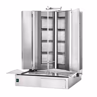 Gas Doner Kebab Grill (Shawarma/Gyros) - 4+4 Burner - up to 100kg - 32.5kW - incl. 2 splash guards & 2 double doors