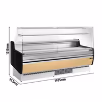 Serve Over Counter - 1935mm - front and sides glass, rear open - 1 shelf - front panel beige - capacity 213 litres