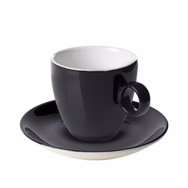 (6 kom) BART COLOUR CAFE - Tanjurić za kavu - Okrugli - Ø 135 mm - Crna
