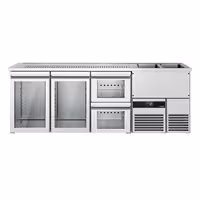 Pivski šank PREMIUM - 2500x700 mm - 2 Staklena vrata & 2 Staklene ladice