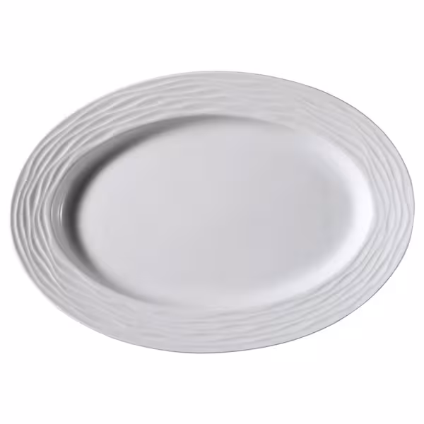 (6 adet) SEA WAVE - Sunum Tabağı Oval Düz - Porselen, 350x350mm, Beyaz