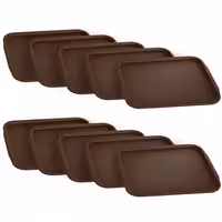 (10 kom) Poslužavnik za kantinu - ABS plastik - 530x370 mm - Visina: 20 mm - Smeđi - s protukliznom površinom