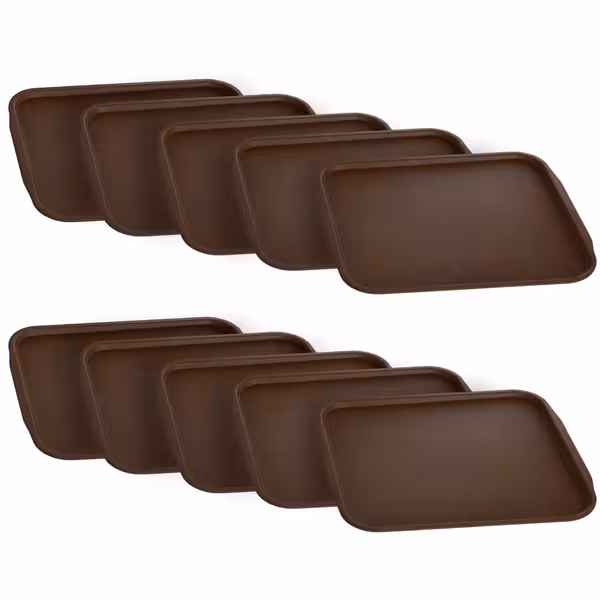 (10 buc) Tavă servire - ABS - 370x530 mm - Înălțime: 20 mm - Maro - suprafață antiderapantă