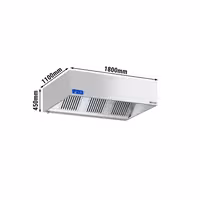 Commercial Wall-Mounted Extractor Hood with Motor – 1800mm – wwith Speed Controller, Baffle Filters & Lighting