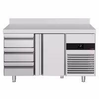 Commercial Counter Fridge PREMIUM - 1400x700mm - with 1 door - 3 drawers - with upstand - capacity 281 litres