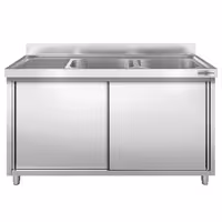 Sudoper s ormarićem PREMIUM - inox - 1600 x 700 mm - sa 2 korita - korita desno