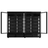Commercial multideck display fridge - 2520mm - 1900L - with 4 hinged glass doors & 5 shelves - Black
