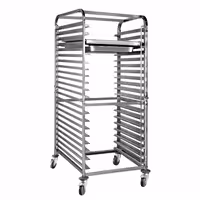 Inox kolica s vodilicama za GN plehove - za 18 GN 1/1 ili 18 plehova 600x400 mm - kotači Ø 125 mm (2 s kočnicom)