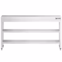 Rozsdamentes acél munkaasztal PREMIUM - 2000x700 mm - alsó polccal & köztes polccal