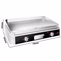 Commercial Electric Griddle - 5.0kW - Smooth Plate - Cooking area: 740x296 mm