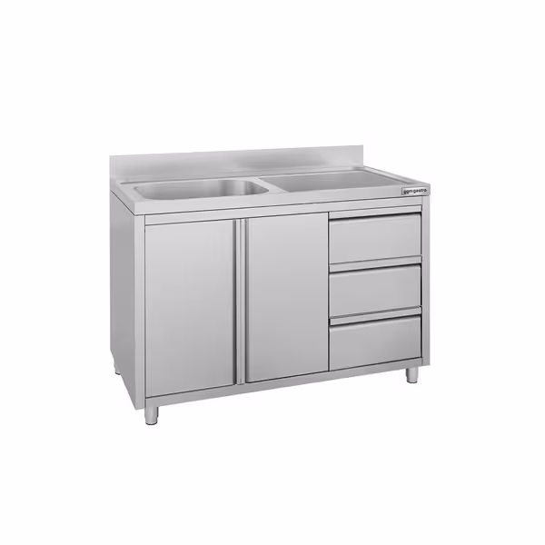 Sudoper s ormarićem ECO - inox - 1200 x 600 mm - 3 ladice - s 1 koritom - korito lijevo