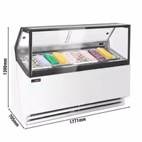 Ice Cream Display Freezer | THEO - 1771mm - Ventilated cooling - with LED lighting - for 9 x 5 litres Napoli pans - White
