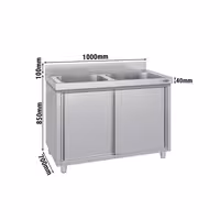 Sudoper s ormarićem ECO - inox - 1000 x 700 mm - sa 2 korita - korita sredina
