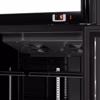 Commercial Beverage Display Fridge - 1295mm - 880 Litres - with 2 hinged glass doors - LED lighting - digital controller with temperature display - Black - Temperature range 2 to 8 °C