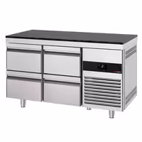 Commercial Counter Fridge PREMIUM – 1400 × 700 mm – with 4 Drawers – incl. Granite Worktop