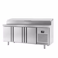 Table réfrigérée de préparation - 1960x600 mm - avec 3 portes - superstructure inox 11x GN 1/4
