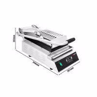 Grelhador de contacto / Grelhador Panini Profissional - 2,8kW - Digital - placas: superior e inferior estriadas - Área de grelha: 223x380mm