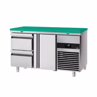Commercial Counter Fridge PREMIUM - 1400x700mm - with 1 door - 2 drawers - incl. cutting board green