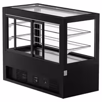 Commercial cake display fridge - 780L - 1610mm - Double glazing - square - black front - with 2 shelves - rear sliding doors - for patisserie - Black