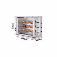 Electric Chicken Rotisserie Oven - 9kW - with 3 Skewers for up to 18 chickens