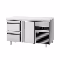 Commercial Counter Fridge PREMIUM - 1400x700mm - with 1 door - 2 drawers - incl. cutting board white - capacity 281 litres