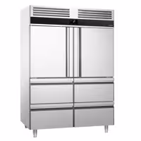 Szafa chłodnicza PREMIUM – stal nierdzewna – GN 2/1 – 1400 L – z 2 półdrzwiami i 4 szufladami