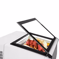 Countertop Ice Cream Display Freezer - 670mm - Static cooling - for 3 x 5 litres Napoli pans - White - hinged glass lid