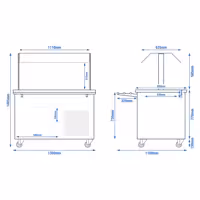 Carrello buffet freddo DANZIG - 1300mm - per 3x GN 1/1 - con scorrivassoio - Nero