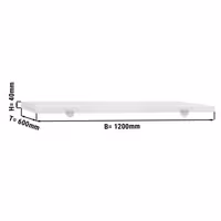 Vágódeszka - 1200x600 mm - Vastagság: 40 mm - HACCP - HDPE 500 - fehér - 4 stopperrel - csúszás- és állásbiztos, mosogatógépben mosható