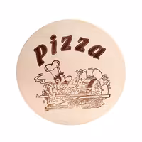 Pizza Tabağı - Yuvarlak Düz - Ahşap (Akçaağaç), 300x300x15mm