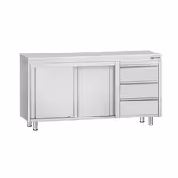 خزانة عمل ستانلس ستيل ECO - 1400x600mm - أبواب منزلقة ووحدة أدراج 3 يمين