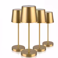 (4 szt.) Lampa stołowa MERLE MINI – złota – Ø 90 mm – 3-stopniowa regulacja jasności – ze stacją ładującą