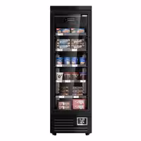 Commercial multideck display freezer - 630mm - 443L - with 1 double‑glazed hinged glass door & 5 shelves - Black