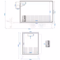 Przyczepa chłodnicza – 1340 x 2840 mm – wysokość wewnętrzna: 1850 mm – izolacja: 80 mm – dopuszczalna masa całkowita: 2,0 t