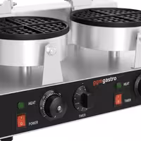 Commercial Waffle Maker - Double - Manual - 2.6kW - Shape: Round - Ø 180mm - plates with Teflon coating