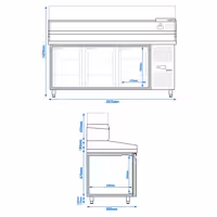 Table réfrigérée à pizza ECO - 2000 x 800 mm - avec 3 portes - incl. vitrine réfrigérée - 10 x GN 1/4