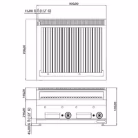 Lávaköves gázgrill - 14 kW - Billenthető grillrács - Asztali kivitel - 700 mm mély - 700-as sorozat - Fekete előlap