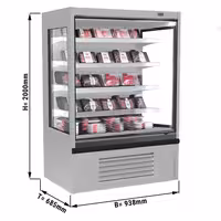 Commercial multideck display fridge - Open front - 938mm - 341L - with 4 shelves - incl. night blind