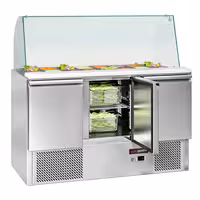 Pult za pripremu salate ECO - 1368 mm - 368 l - 3 vrata - s visokom staklenom nadogradnjom za 4x GN 1/1